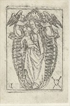 Madonna on the crescent moon, print maker: Meester met het doorstoken hart, 1500 - 1525