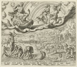 Luna, the moon, and her children, Harmen Jansz Muller, Hieronymus Cock, 1566 - 1570
