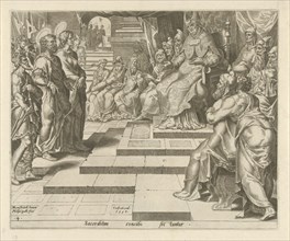 Peter and John before the High Priest, Philips Galle, Hieronymus Cock, 1558