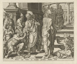 Peter heals a paralytic, Philips Galle, Hieronymus Cock, 1558