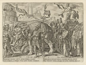Triumph of fame, Philips Galle, Hadrianus Junius, c. 1565