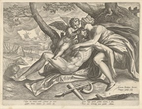Venus mourns the death of Adonis, Philips Galle, c. 1577 - c. 1581