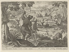 Hunting otters, Philips Galle, 1578