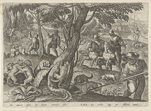 Hunting wild cats, Philips Galle, 1578