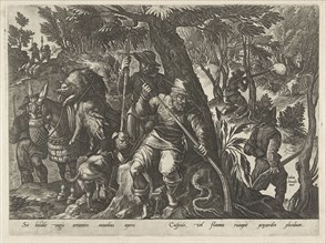 Boar Hunting with guns, Philips Galle, 1578