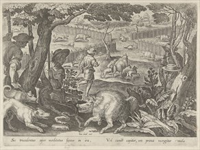Hunting boar, Philips Galle, 1578