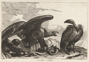 Vulture and an eagle with snake, Gérard Scotin (I), Lodewijk XIV (koning van Frankrijk), 1670 -