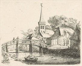 Landscape with wooden bridge, Jan van Goyen, 1640 - 1679