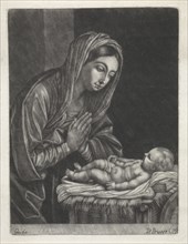 Mary worships the Christ child, Jan van der Bruggen, 1659 - 1740