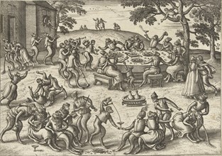 Banquet in open air, Pieter van der Borcht (I), Philips Galle, 1545 - 1608