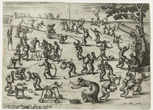 Children's Games, print maker: Pieter van der Borcht I, Justus Sadeler, 1593 - 1608