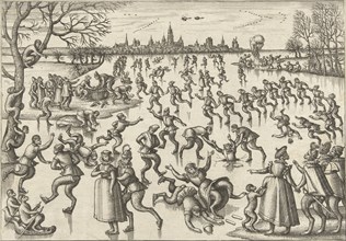 Skating, Pieter van der Borcht (I), Philips Galle, 1545 - 1608