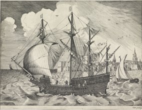 Ship leaves port, Frans Huys, 1561-1565
