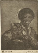 Smiling boy with a bucket of fish, Jan de Groot, 1698 - 1776