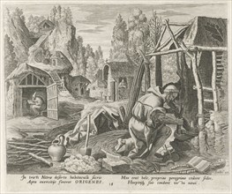 Hermits in the desert of Nitra, Johann Sadeler I, Raphael Sadeler I, Maerten de Vos, 1583-1588