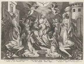 Veneration of Mary with the Christ Child with St. Catherine of Alexandria and Barbara H, RaphaÃ«l