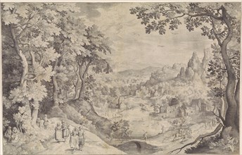 Landscape with deer hunting, Nicolaes de Bruyn, 1607