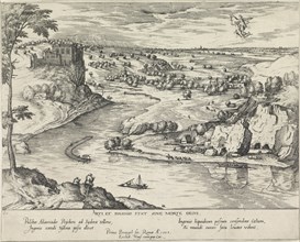 River Landscape with Mercury and Psyche, print maker: Symon Novelanus attributed to, Pieter