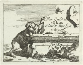 Bear near stone wall, Marcus de Bye, Nicolaes Visscher (I), 1664