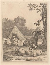 Shepherdess with sheep and a goat, Anonymous, Karel Dujardin, 1643 - 1692
