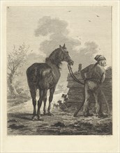 Soldier with horse, Joannes Bemme, Jan Anthonie Langendijk Dzn, 1802