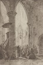 View in a church, Eberhard Cornelis Rahms, 1862
