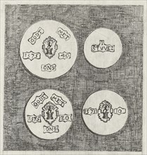 Two emergency coins beaten during the siege of Schoonhoven in 1575, Eberhard Cornelis Rahms, 1875
