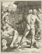 Battle between Ulysses and Irus, Jan Harmensz. Muller, Gerard van Keulen, Franco Estius, 1589