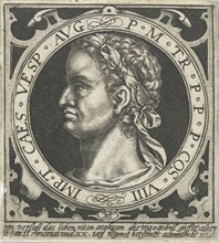 Portrait of Vespasian on medallion, Nicolaes de Bruyn, 1594