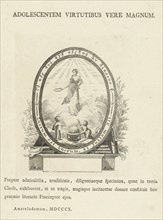 Vignette with woman with laurel wreath, Hermanus Fock, 1810