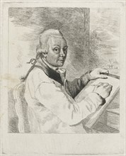 Portrait of the artist Johannes Janson, drawing, Louis Bernard Coclers c. 1769 - c. 1787