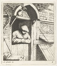 Farmer leaning on lower door, Abraham Bloteling, 1655 - 1690