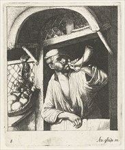 Baker blows a horn, Abraham Bloteling, 1655 - 1690