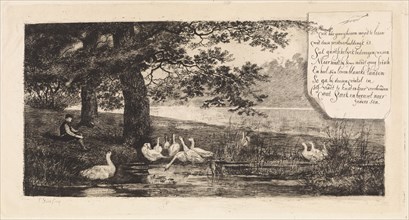 Geese at water, Elias Stark, 1887