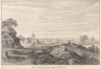 Landscape with farms, Pieter Nolpe, Claes Jansz. Visscher (II), 1623 - 1653