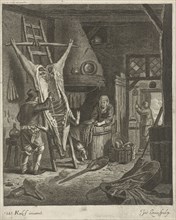 Peasant Interior with carcass, Jacob Louys (1620-ca.1673), 1630 - 1673