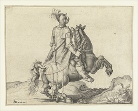 Horseman with gun, seen from the back, Jacob de Gheyn II, 1599