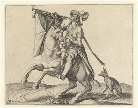 Trumpeter on horseback, Jacob de Gheyn II, 1599