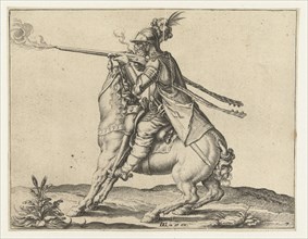 Horseman fires a shot with a harquebus, Jacob de Gheyn II, 1599