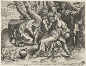 Lot and his daughters, Cornelis Cort, Hendrick Hondius (I), c. 1590 - c. 1650