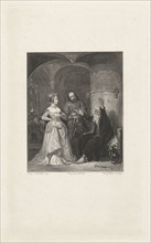 Crowned lady near a chained man, Johannes de Mare, Koenraad Fuhri, 1837-1855
