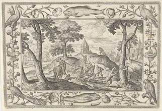 Wolf hunting, Adriaen Collaert, Eduwart van Hoeswinckel, 1582-1586