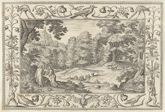 Temptation in the Desert, print maker: Adriaen Collaert, Hans Bol, Eduwart van Hoeswinckel, 1582 -