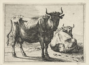 A standing and a lying cow, Paulus Potter, 1650
