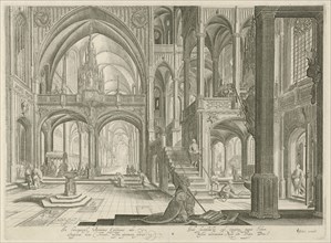 Interior of St. John Lateran in Rome, Jan van Londerseel, Claes Jansz. Visscher (II), 1601 - 1652