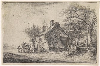 Travelers at an inn, Anthonie Waterloo, 1630 - 1663