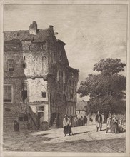 View of a street in Amsterdam, The Netherlands, print maker: Jan Weissenbruch, 1850