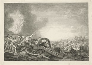 Landscape with a battle, Hyacinth de La Pegna, 1751