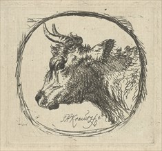 Cow's head in profile to the left, Simon Andreas Krausz, 1770 - 1825
