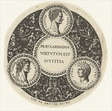 Medallion with Caesar, Claudius and Otho, Theodor de Bry, c. 1588